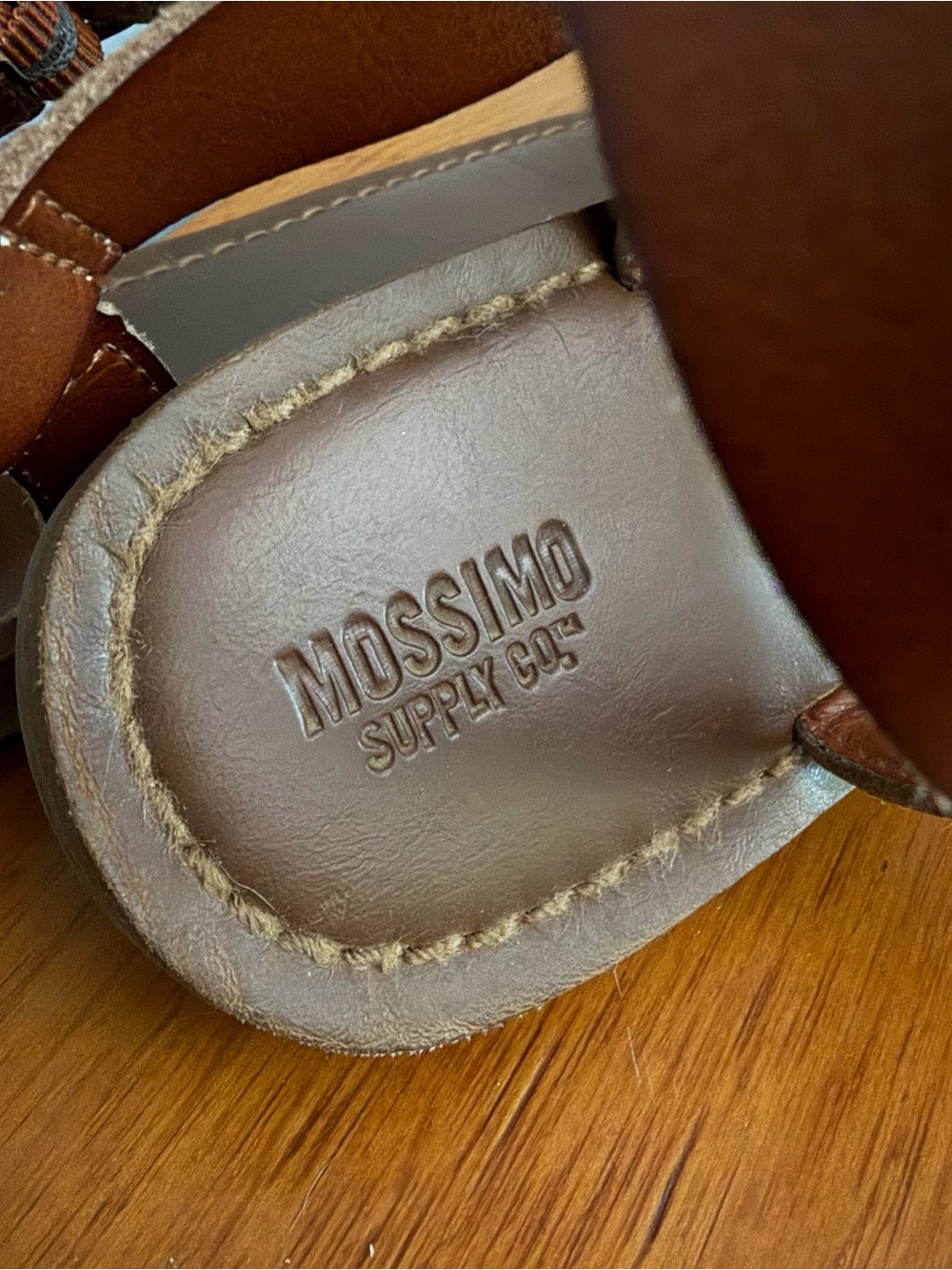 Mossimo Supply Co. Brown Leather T-Strap Sandals - Picture 3 of 6